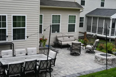 Columbia Backyard Patio with Fire Feature — Landscape Construction project by Valley Deck & Patio in Columbia