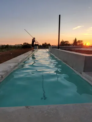MODERN Lap pool and yard — Landscape Construction project by Verde Creations, Inc. in Auburn