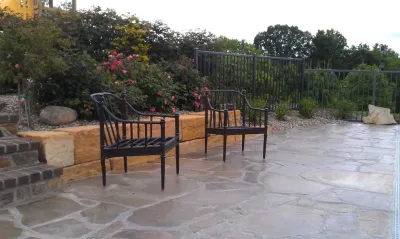 Natural Stone Pool & Wall — Landscape Construction project by Winland's Complete Landscaping Service in Cambridge