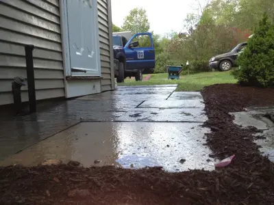 Compact Stone Barrier with Pathway — Stone & Concrete Installation project by Maple Creek Landworks LLC