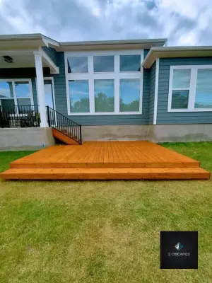 Transparent Natural Cedar Stained Deck — Stone & Concrete Installation project by BioScapes LLC