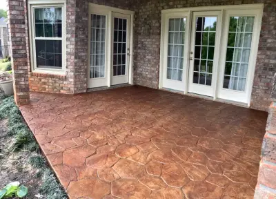 Colored Stamped Patio — Stone & Concrete Installation project by Imperium Concrete