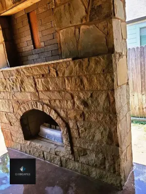 Rock Hearth and Outdoor Space — Stone & Concrete Installation project by BioScapes LLC