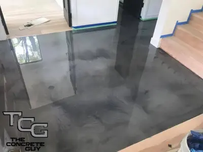 Minneapolis Epoxy Floor with Titanium and Gunmetal Reflector — Stone & Concrete Installation project by The Concrete Guy By Matthew Hage