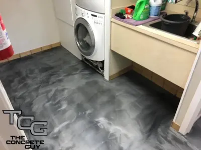 Epoxy Floor with Titanium and Gunmetal Reflection — Stone & Concrete Installation project by The Concrete Guy By Matthew Hage