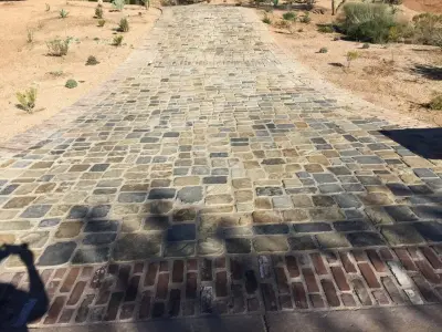 Reclaimed Brick and Tumbled Pavers for Driveway — Stone & Concrete Installation project by Telluride Natural Stone & Reclaimed Wood