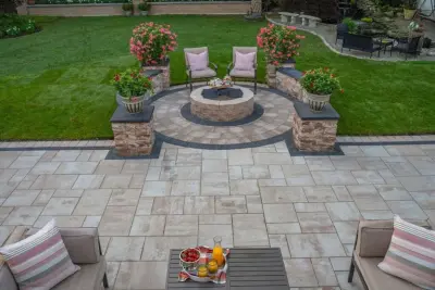 Distinctive Fire Pit and Outdoor Space — Stone & Concrete Installation project by Cambridge Pavingstones With ArmorTec