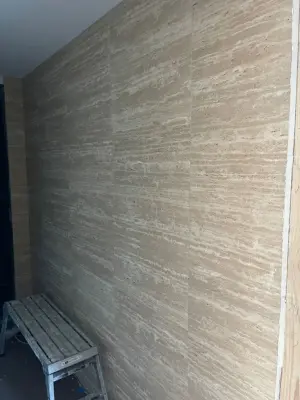 Interior Vein Cut Travertine Tiles — Stone & Concrete Installation project by Travertine Mart
