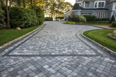 Inviting Long Island Driveway — Stone & Concrete Installation project by Cambridge Pavingstones With ArmorTec