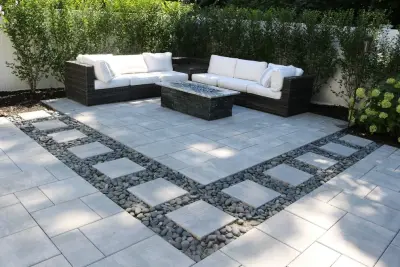 Westbury Outdoor Area — Stone & Concrete Installation project by Cambridge Pavingstones With ArmorTec