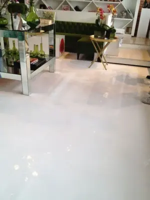 White Epoxy Home Interior — Stone & Concrete Installation project by JADE Epoxy Flooring Company