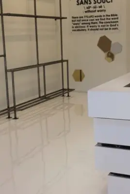 White Epoxy Commercial Area — Stone & Concrete Installation project by JADE Epoxy Flooring Company