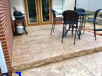 Patio with Wood Stamps 06/13/19 — Stone & Concrete Installation project by Concrete Craft Of Knoxville