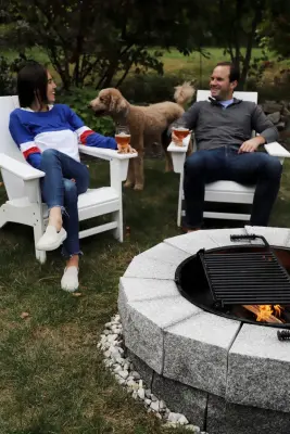 Gray Granite Fire Pit from Woodbury - Project by Robbin Mangano — Stone & Concrete Installation project by Swenson Granite Works