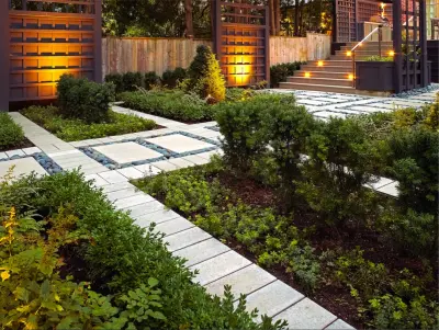 Modern Tranquil Garden — Stone & Concrete Installation project by Techo-Bloc