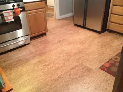 Cork flooring in the kitchen of Los Gatos by Slaughterbeck Floors, Inc