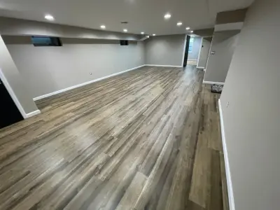Basement Luxury Vinyl Plank Installation by Floors By VAL