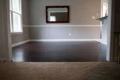 Bamboo Flooring and Terra Grey Ceramic Tile — Flooring Installation Services project by Parkers Carpet One