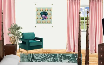 Vibrant Art Deco Guest Room by T. Moore Home ReDesign