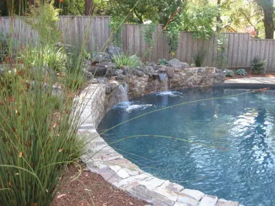 Montecito Meadows Pool, Patio & Fireplace — Landscape Construction project by Geared For Growing Landscape Services in Santa Rosa