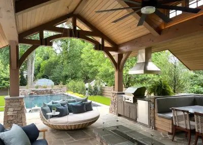 Timber-Framed Pool House by Cox Architecture And Design
