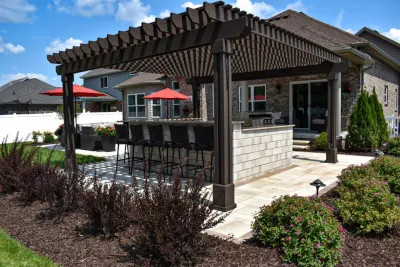 Outdoor U-Cara Kitchen, Seating Area + Pergola by GLC Lawn & Landscaping LLC
