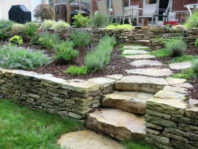 Stone Walls — Landscape Construction project by Green Spaces Landscaping