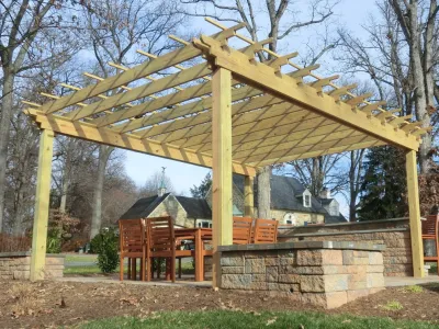 Outdoor Pergolas and Wood Structures — Landscape Construction project by Green Spaces Landscaping in Seattle