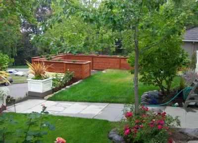 Garage Patio Lawn by Rebecca Schnier Architecture