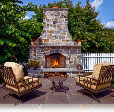 Outdoor & Indoor Fireplaces — Landscape Construction project by DiSabatino Landscaping And Tree Care