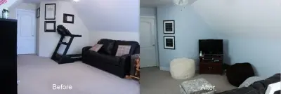 Redesign of the Bonus Room — Professional Home Organizers project by Simple Spaces