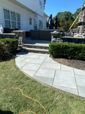 Blue Stone Walkway and Patio — Landscape Construction project by Joseph Matthew Landscape Inc Design & Build