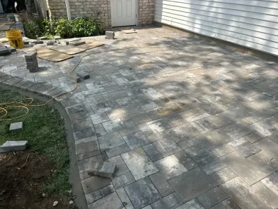 Merrick | Traditional New Nicolock Paver Patio, Fiberon Decking, and Landscaping by Joseph Matthew Landscape Inc Design & Build