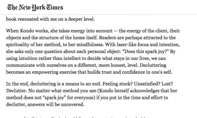 Editorial from the New York Times — Professional Home Organizers project by Decluttering Key