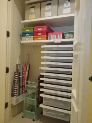 The Perfect Gift Wrapping Storage — Professional Home Organizers project by A Staged Home