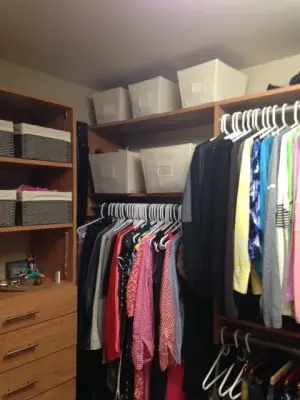 transformation of the walk-in closet — Professional Home Organizers project by Synchronized Spaces