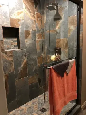 Radiant Barn Door Bathroom Renovation — Architectural & Building Design Services project by Lace Designs
