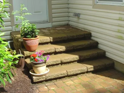 Rear Paver Patio, Wall & Landscaping - Flanders — Landscape Construction project by Pennella's Landscape Designs, LLC