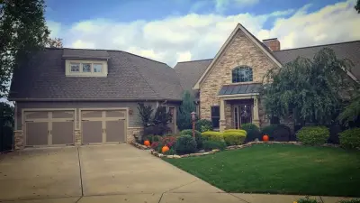 Stone and Hardie Shake Front Gable Home — Architectural & Building Design Services project by Green Team Design, Inc.