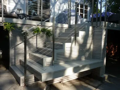 Deck: when do stairs transcend their basic function? — Architectural & Building Design Services project by Rebecca Schnier Architecture