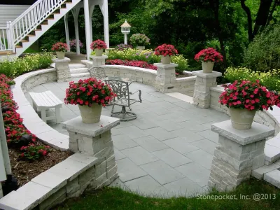 White Walled Gardens in Chanhassen by Stonepocket Unique Landscapes
