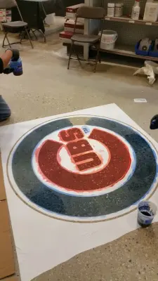 Polished Concrete Cubs Emblem — Stone & Concrete Installation project by Lemoncello Stone Protection & Restoration