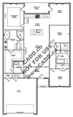 1744 Model with 3 Bedrooms, 2 Bathrooms, and 2 Car Garage — Architectural & Building Design Services project by CADD.co