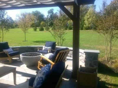 Contemporary Fire Pit Project — Landscape Construction project by Vintage Landscaping