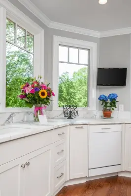 Functional Kitchen with Scenic Views from a New Bay Window Addition — Architectural & Building Design Services project by Cynthia Karegeannes, Registered Architect