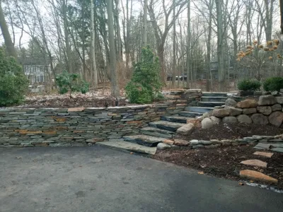Victor front entrance — Landscape Design project by Aureli Landscaping & Custom Stone Work