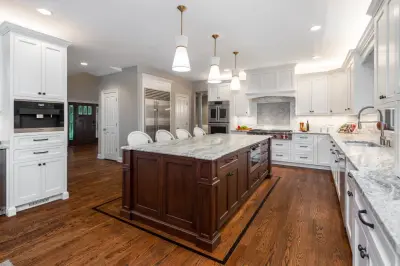 Quaker Ridge Culinary Space with Coffee Station by Joan Bigg Design LLC