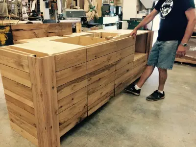 Reclaimed Wood Island...Prepared for Shipment by Zarrillo's Custom Design Kitchens, Inc.