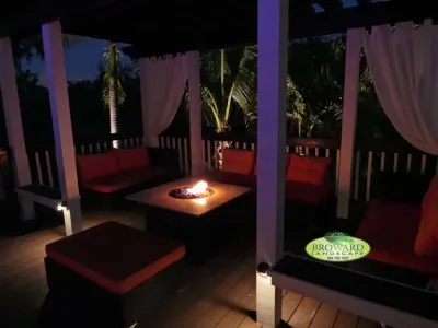 Pergola & Fire Table with Sitting Area, Sunrise FL by Broward Landscape, Inc.