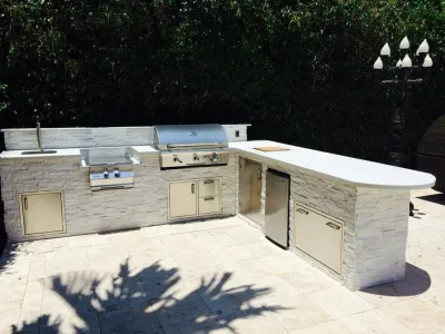 White Modern Outdoor Kitchens — Landscape Design project by Broward Landscape, Inc.